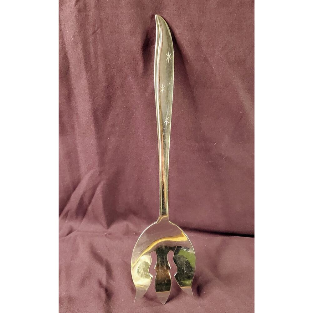 Trident Fork Atomic Star Pattern Nasco Stainless Japan Serving Utensil 11.5 In